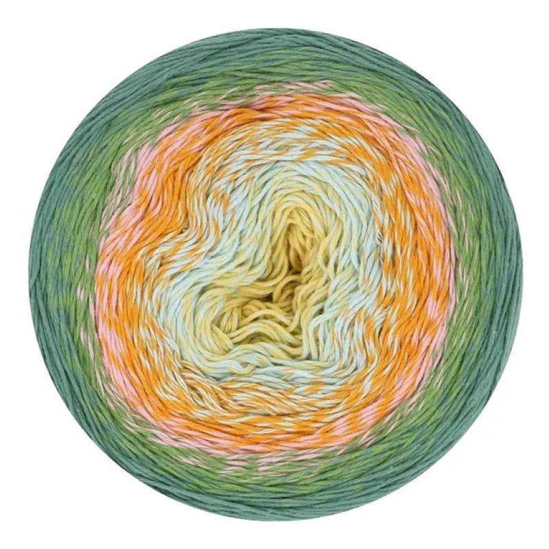 Scheepjes Cotton Whirl 721 Spring Whisper Indhold:100% økologisk bomuld Vægt/længde:226 g = ca 1000 meter Anbefalede pinde:2.50-3.50 mm Strikkefasthed:10 x 10 cm = 25 m x 44 p Vask:Maskinvask op til 30°C.