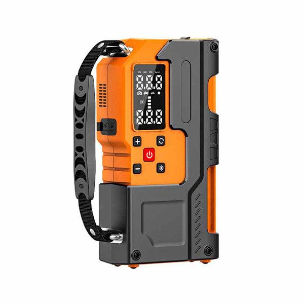 Bärbar 120W bilstartare med luftkompressor, 10000mAh powerbank, digital däcktrycksmätare och LED-nödbelysning