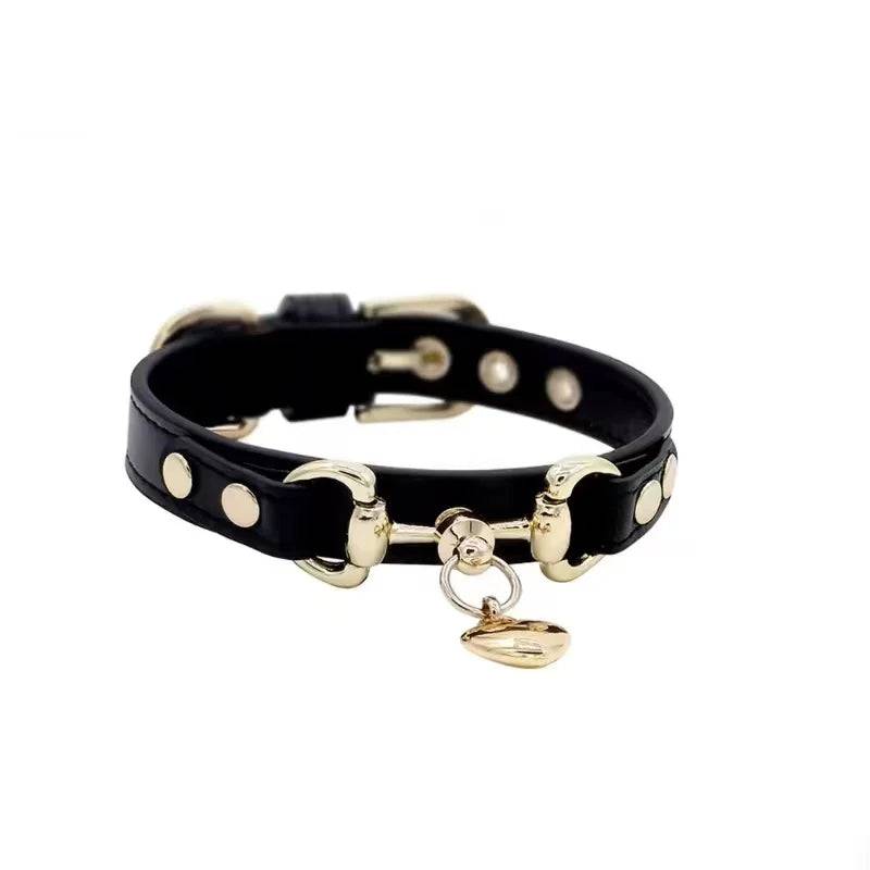 Rhinestone Genuine Leather Dog & Cat Collar - Black / M1 1.8x27-33cm (M1 1.8x27-33cm)