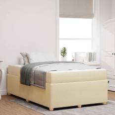 vidaXL Sengeramme med madras med madras Creme 120 x 200 cm Stof
