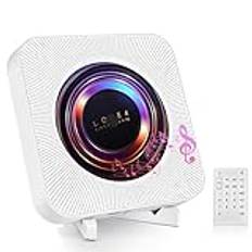 MAITE Bärbar CD-spelare med skrivbordsställ, Bluetooth-CD-spelare, radio CD-spelare för hemmet stöder FM, USB-port, AUX-ingång/utgång, personlig ljudmusikspelare med justerbar vinkelram