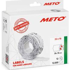 Meto Prisetiketter Perm. 26 x 12 mm vit 12 rl. - Vit