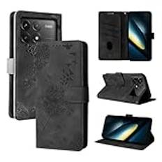 Rostsant Mobiltelefonfodral för Xiaomi Poco F6 Pro 5G maskros i PU-läder Xiaomi Poco F6 Pro 5G, plånboksfodral, magnetiskt mobiltelefonfodral för Xiaomi Poco F6 Pro 5G svart