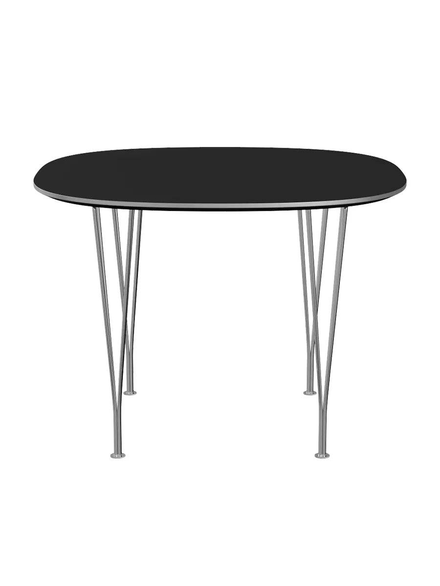 Piet Hein B603 spisebord, 100 x 100 cm fra Fritz Hansen Sort laminat m. alukant - Jacobsen Plus