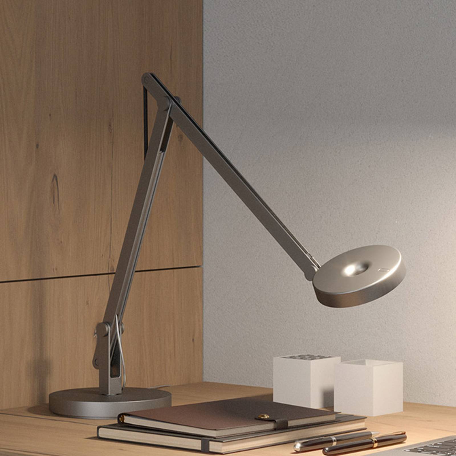 Rotaliana Skrivebordslampe String T1 Mini DTW, dæmpbar, Krom/sølv, Arbejdsværelse, Aluminium, Design
