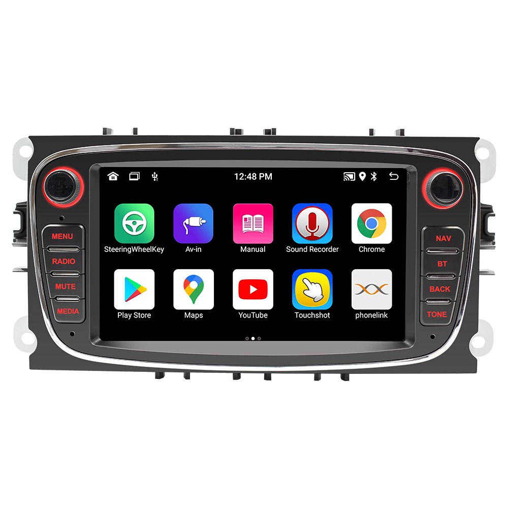 Autoradio 7'' kit til Ford modeller - Fox-J Sort - Trådløs Apple Carplay & Android Auto