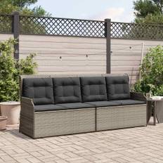 vidaXL Havebænk med pude Grå Poly rattan
