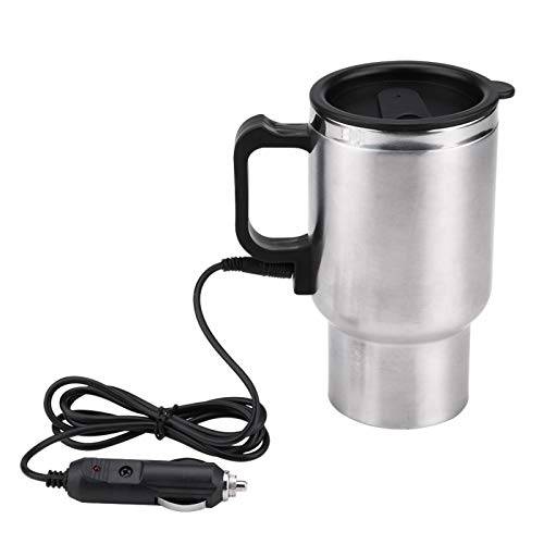 12v 450 Ml Biluppvärmningskopp Elektrisk Smart Uppvärmd Kaffekopp, Resemuggar Dricksvattenkokare Flaska Snabbkokande Vattenuppvärmning (svart och Silver)