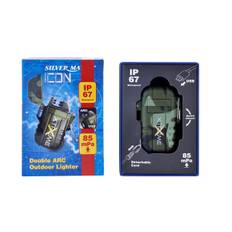 Silver Match Double Arc Outdoor Usb Green Lighter