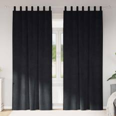 vidaXL Gardiner med gardiner 2 pcs Sort 140 x 260 cm Fløjl