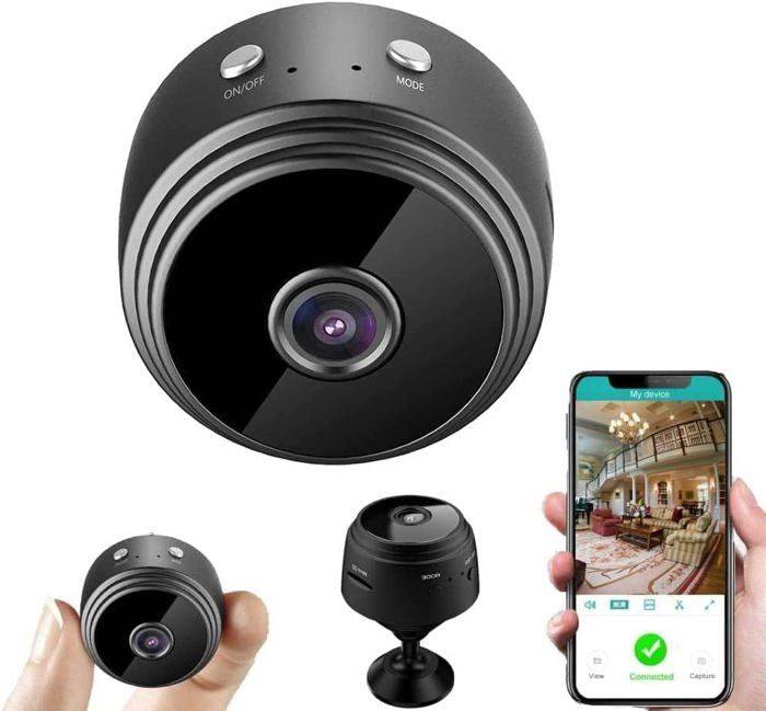 Mini spionkamera - HD 1080P - Nattsyn - Rörelsedetektor - WiFi - Svart svart