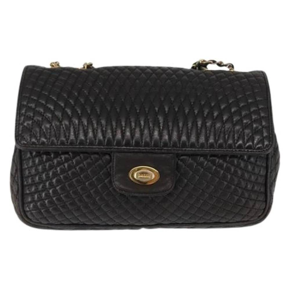 Bally Pre-owned Pre-owned Læder Skuldertaske - Vintage - Dame - Sort - ONE SIZE - Uld