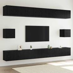 vidaXL TV-møbelsæt 8 pcs Sort eg 100 x 30 x 30 cm Konstrueret træ