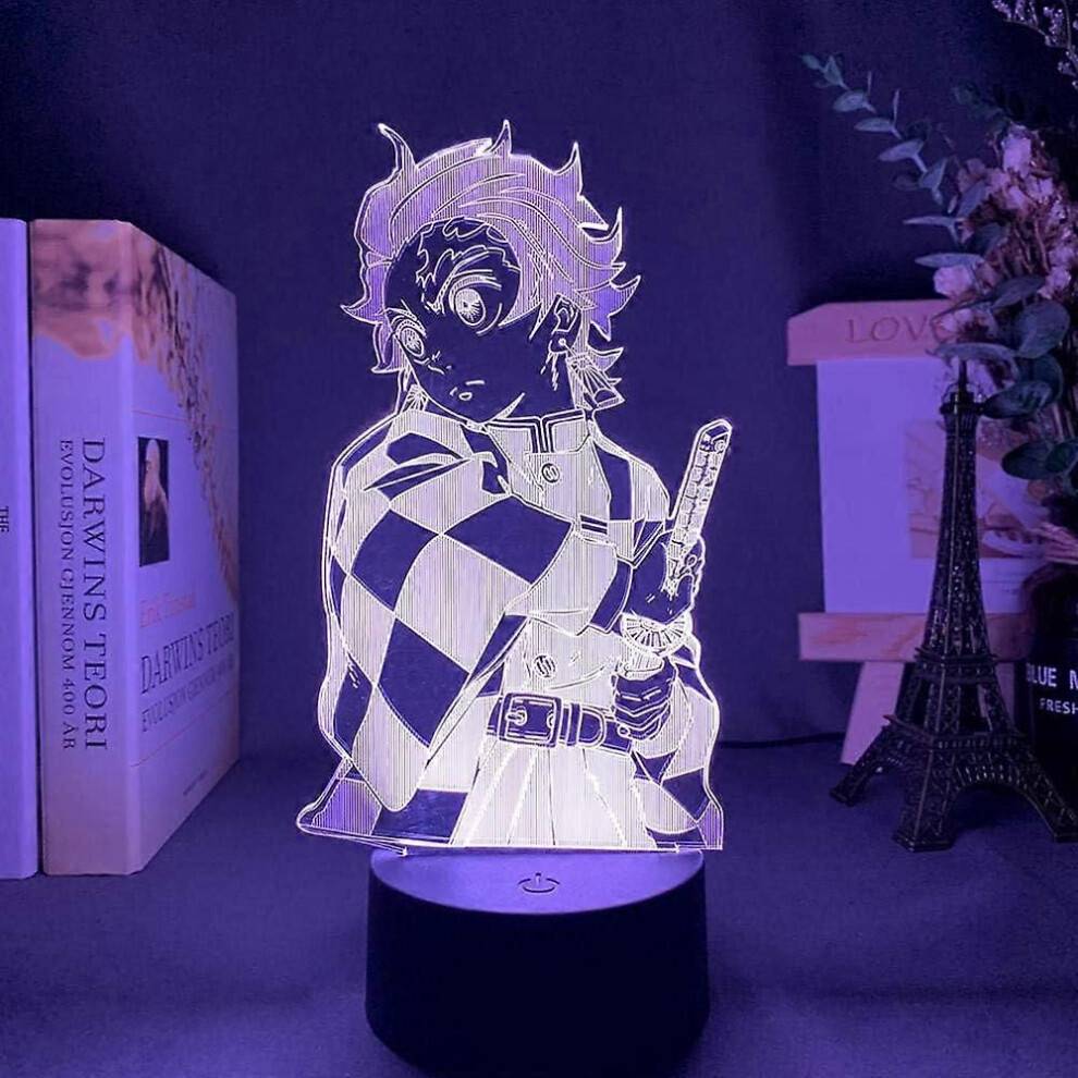 3D LED-lampor Illusion Nattljus Kamado Tanjiro Anime Tecknad Neon Nattljus Barn Sovrum Inredning Ma