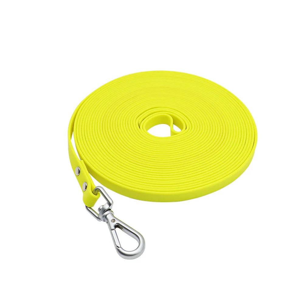 Waterproof PVC Long Dog Leash – Easy Clean Training Lead 1.5m to 20m - YELLOW / L 4.9m