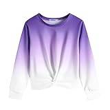 Arshiner flicka sweatshirt batik långärmad tröja lätt sportkläder barn slips dye långärmad tröja för flickor, Färgövergång lila, 7-8 år