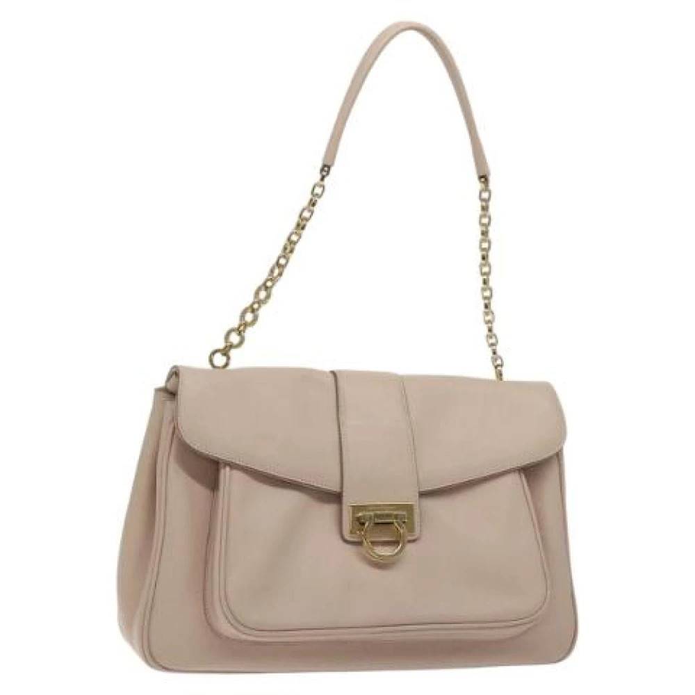 Salvatore Ferragamo Pre-owned Pre-owned Shoulder Bag - Vintage - Dame - Beige - ONE SIZE - Uld