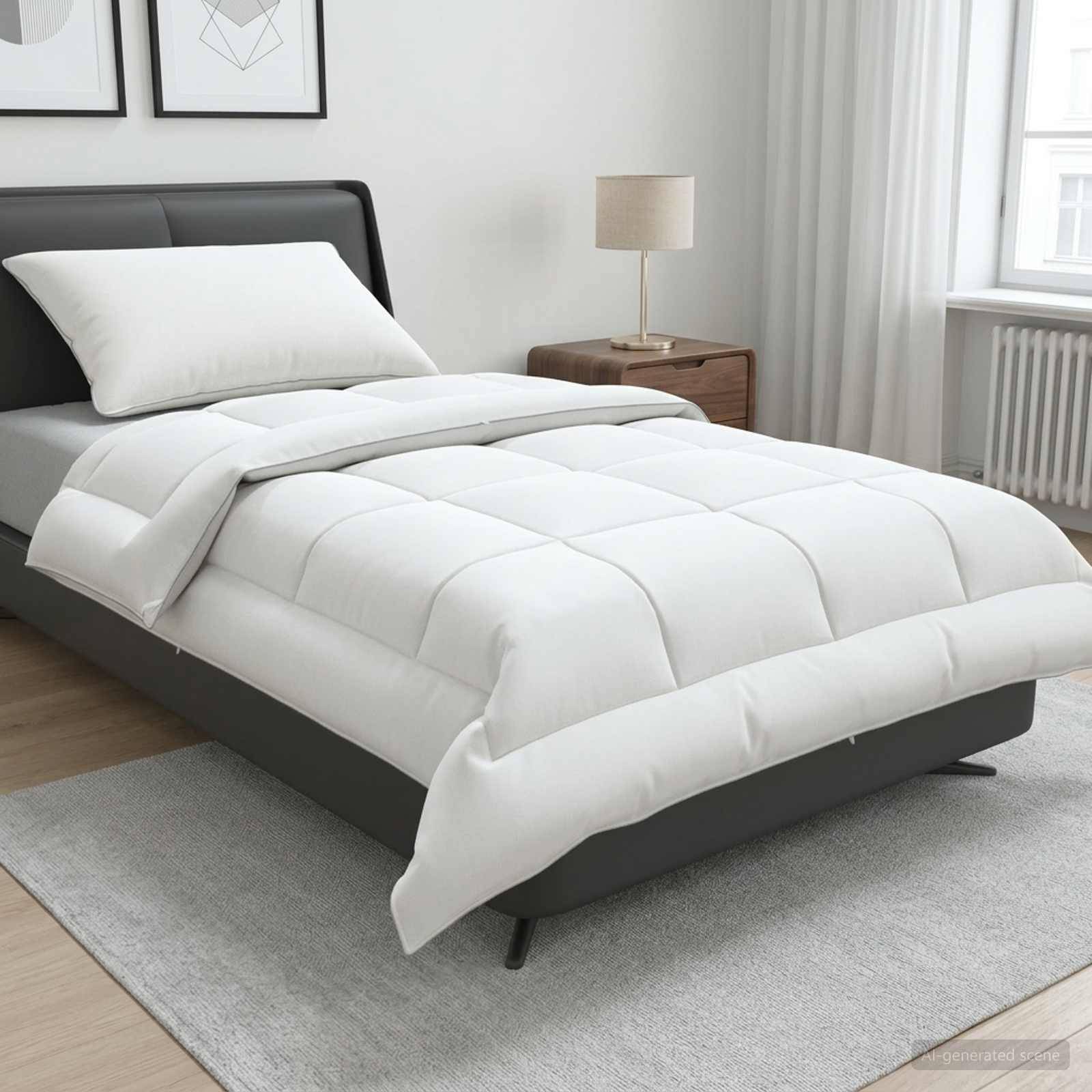 vidaXL Dyne- og puddesæt 2 stk. 150x200 cm Sommer 140 GSM Uld Hvid
