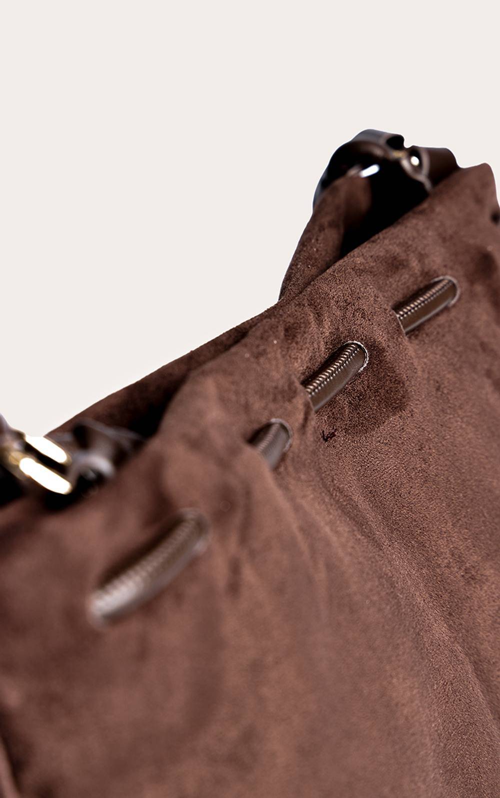 Chocolate Faux Suede Ruched Oversized Cross Body Bag