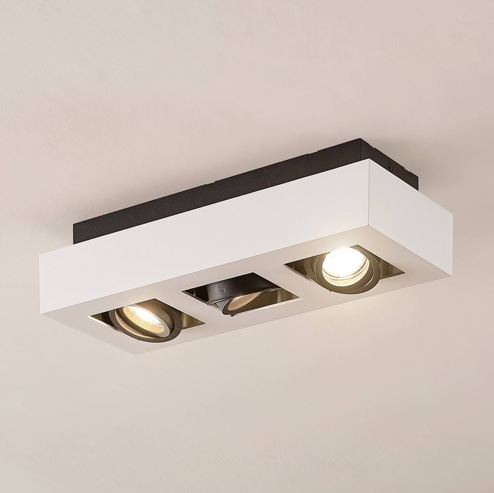 Arcchio spot Vince, 36 cm, 3 lampor, vit/svart, GU10 VINCE Arcchio, dimbar, Vitt / opal, Kök, Aluminium / grå / zink, Modern, Spotlight