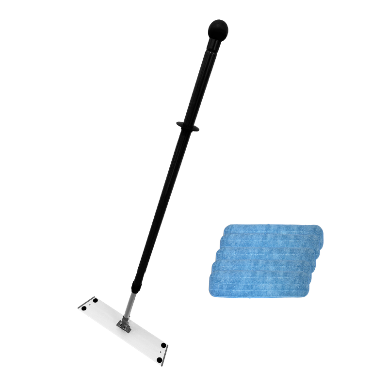 Moppesæt | 1 stk. velcro moppe og 5 stk. moppehoveder i blå microfiber.