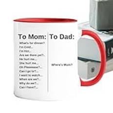 Roliga muggar citat, parent's day kaffemugg, 'Too Mom Too Dad Mug', bred användning, enastående stil, 8,2 x 9,5 cm, röd/svart/rosa för föräldrar