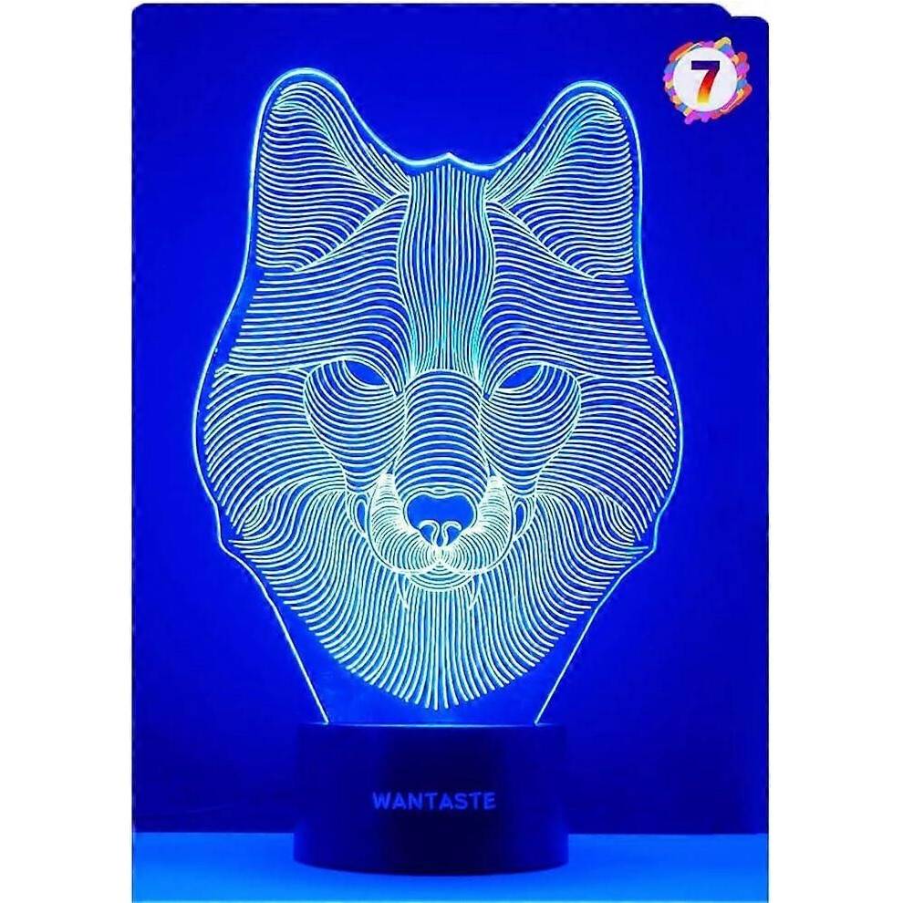 Wolf 3D nattlampa för pojkar och flickor Rum, sänglampa, leksak, dekoration, presenter för barn och bebisar, 7 olika färger
