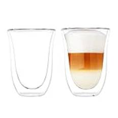 Kaffeglas med dubbla väggar i set om 2, latte macchiato-glas för perfekt kaffe, innovativa termoglas för att skydda mot värme, kaffeglas dubbelväggade, cappucinoglas av termoglas