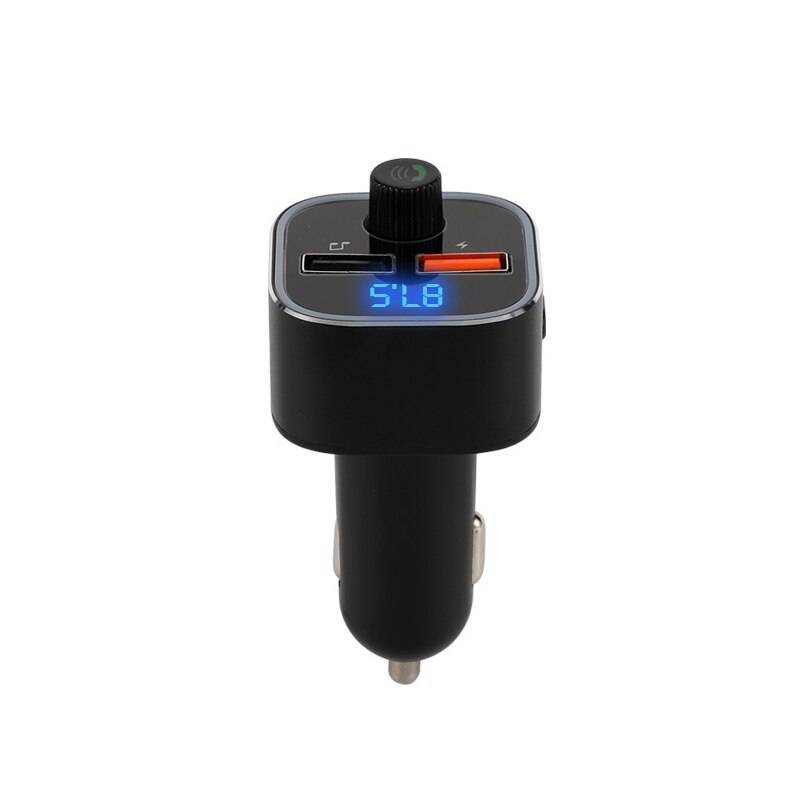 Enver bil mp3 spelare adapter bluetooth 5.0 fm sändare färgglada ljus dubbla usb billaddare spänning upptäckt - Svart