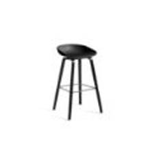 HAY AAS32 Barstol High SH: 74 cm - Black Stained Oak Veneer / Black / Footrest Stainless Steel