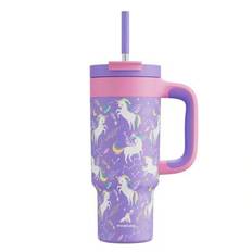 750 ml tumbler med handtag, 2-i-1 sugrör och lock, läckagesäker, diskmaskinsvänlig, isolerad resemugg i rostfritt stål, håller sig kall i 34 timmar, p - Mauve Lila (700ml)