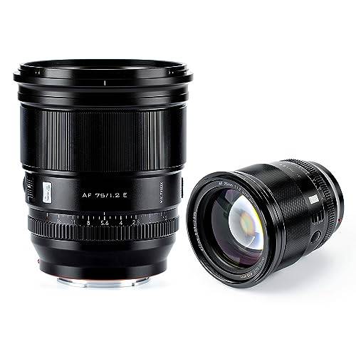 VILTROX 75 mm f/1.2 E APS-C objektiv Prime stor bländarlins för Sony E-Mount a5100 a6000 a6100 a6300 a6400 a6500 a6600 (autofokus, STM,) svart