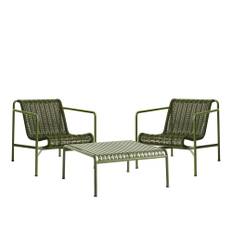 HAY - Palissade cord loungegrupp med 2 stolar & lågt trädgårdsbord olive - Loungegrupper utomhus