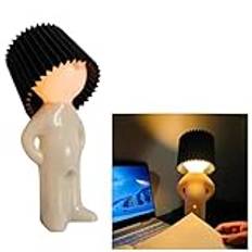Shy Man Lamp, Cute Boy Night Light, Naughty Boy Creative Desk Lamp, A Little Desk Shy Man Lamp, Creative Night Light LED Plug-in Table Lamp For Bedroom, Bathroom, Toilet (Color : Black)