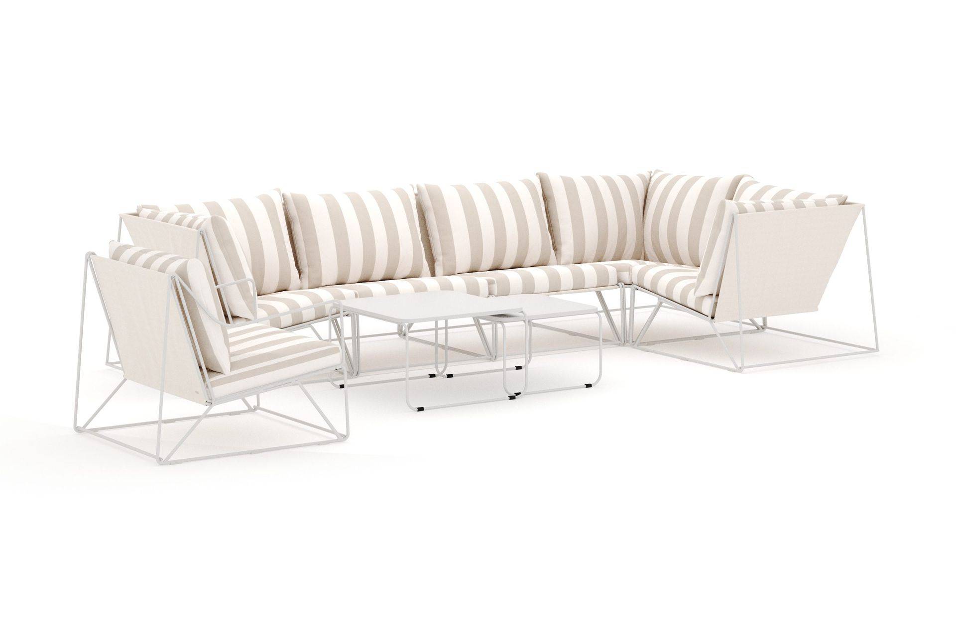 Comfort Garden Usteryd utomhus hörnsoffa 6-sits vändbar med fåtölj - Beige/Striped Altanmöbler