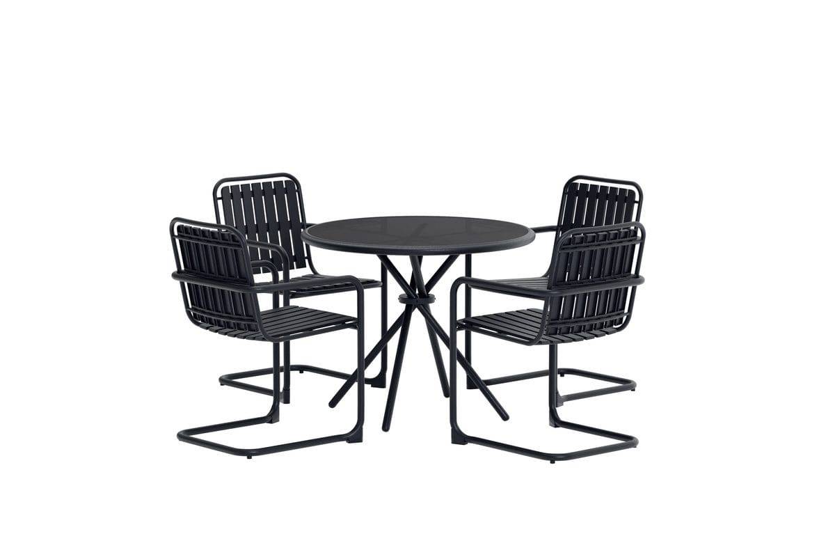 Venture Home Matgrupp Chios 90 cm med 4 Stolar Utomhus - Svart Matgrupper Plast