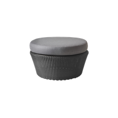 Kingston fodskammel, stor - White grey, small round Cane-line Weave / Light grey, Cane-line Natté w/QuickDry & Airflow