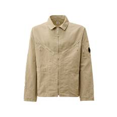 CP COMPANY COTTON LINEN ZIP OVERSHIRT Size: XL, colour: BIEGE
