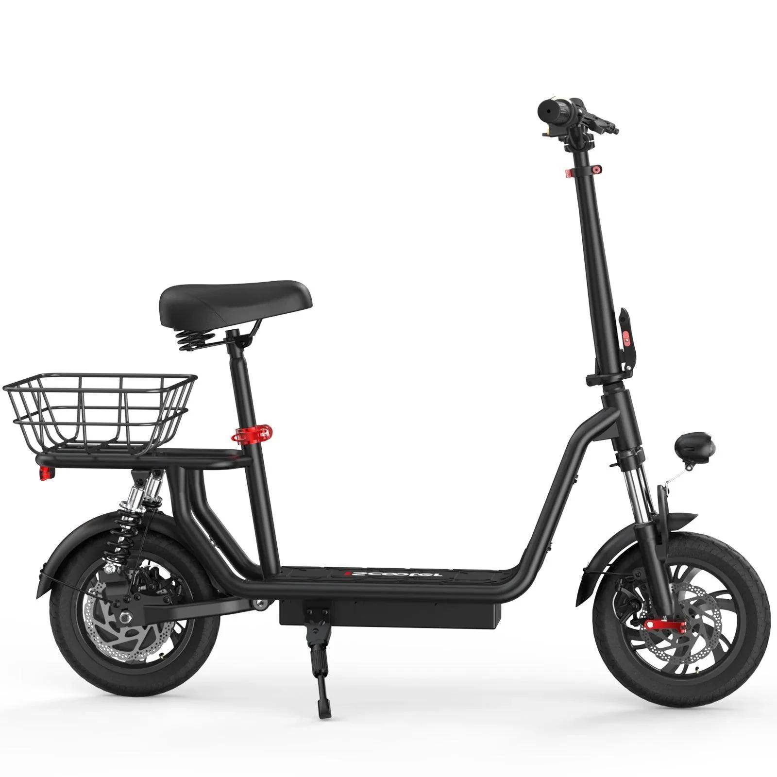 iScooter i12 Folding Electric Scooter, 500W, 36V 7.5Ah, 25km/h, 35km Range, Dual Suspension, 12 Tires, Urban Commuter E-Scooter 36V 500W 7.5Ah svart