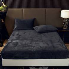 2/3 st Mörkgrå sammet Lakan Set Varm Mjuk Solid Fuzzy Fit Lakan Set King Queen Full Twin Size, Lyx Super Mjukt Mysigt Bekvämt bottenlakan med 11,8&#34; dj - Mörkgrå - Multi-size