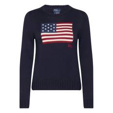 Polo Ralph Lauren Flag Cotton Crewneck Sweater Marinblå