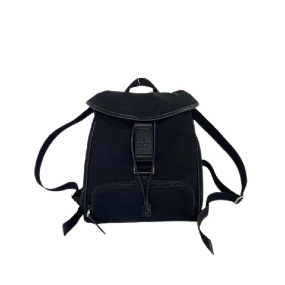 Gucci Vintage Pre-owned Nylon Leather Backpack - Vintage - Herre - Sort - ONE SIZE - Nylon
