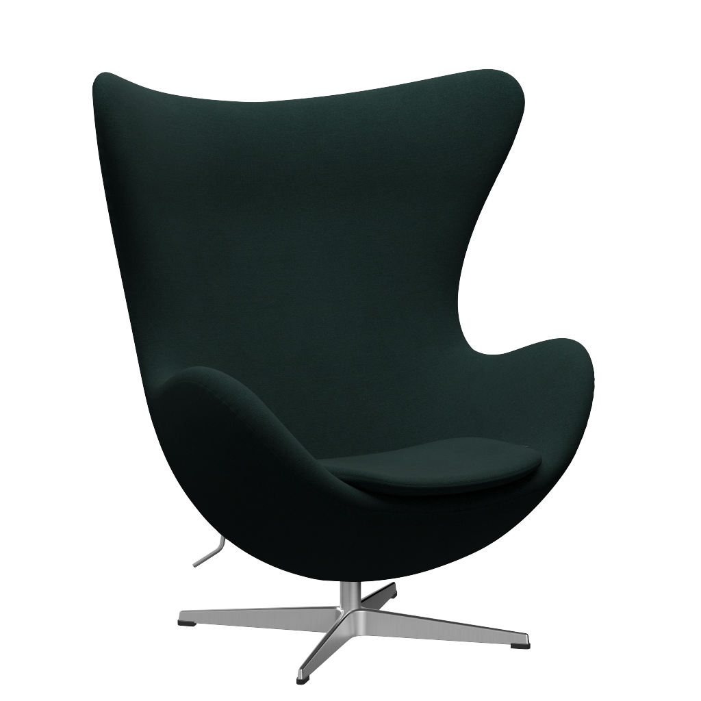 3316 Ægget loungestol, stel i børstet aluminium af Arne Jacobsen Christianshavn - 1161 Dark Green - Jacobsen Plus