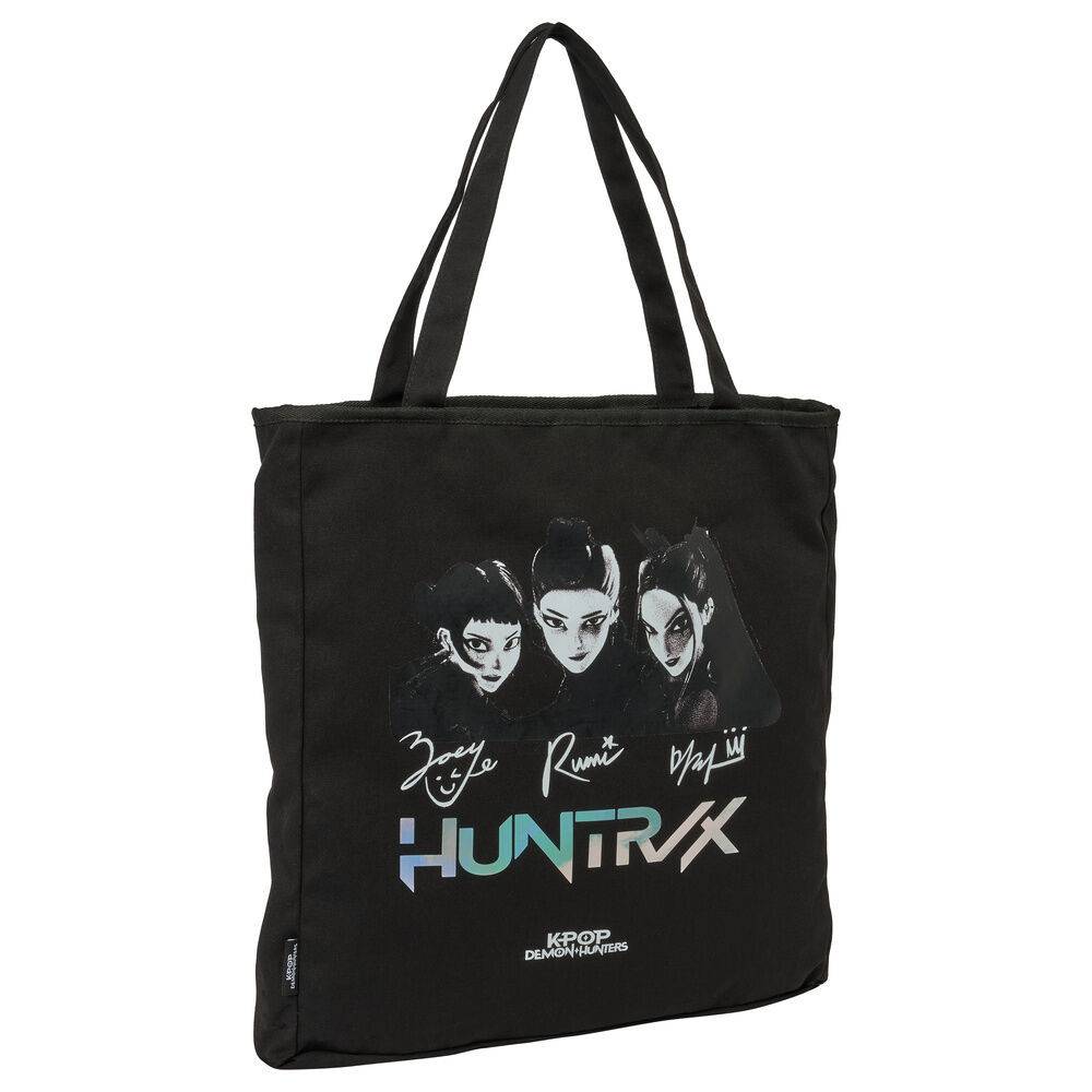 K-pop Demon Hunters Canvas Shoppingväska med Dragkedja Svart