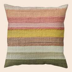 1pc Comfortable 2D Candy Striped Printed Throw Pillow Case - Fashionable Pink, Yellow And Green Striped Design, Suitable For Sofa, Bed Or Chair Decor, - Multicolor - 40*40,45*45,50*50
