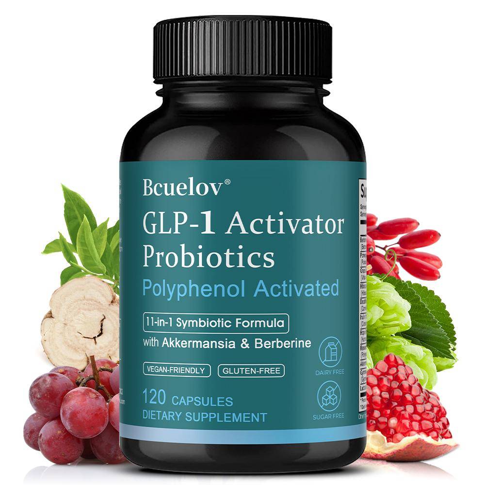 Bcuelov GLP-1 Probiotics Supplement, 11-in-1, Akkermansia & Berberine, 120 Caps