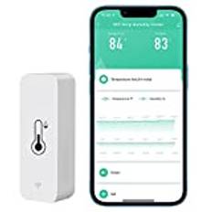 Comboss WiFi Hygrometer, Thermometer Sensor, Wireless Temperature Humidity Sensor Indoor Outdoor with Notification Alarm, Works with Tuya App (Pack of 1)