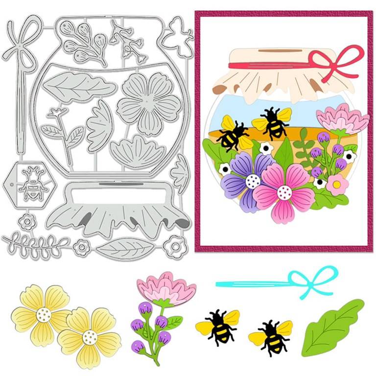 Dies - Set - Glasskål med blommor och bin