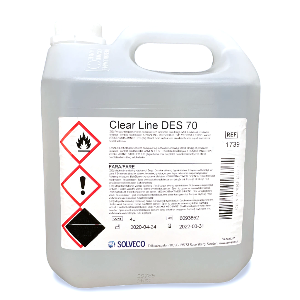 Solveco Clear Line Des 70% 4 L, OBS! Utg datum se mer info