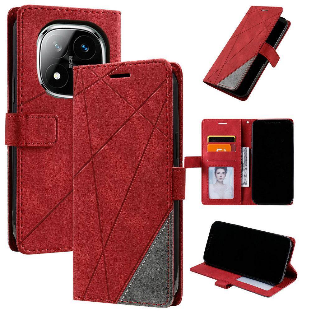 För Xiaomi Poco M8 Pro 5G 2026 Fodral med lock 360 Skydd Läder Affärsplånbok Funda Mi Poco M8 Pro 8M M8Pro M 8 Mobilskal Coque röd